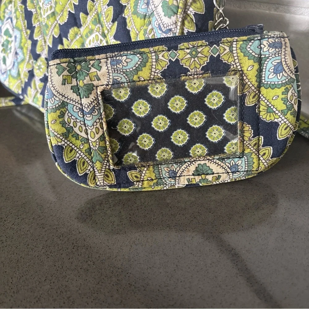 Vera Bradley Green and Blue Clutch and Wristlet Set
